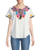 Short-sleeve Embroidered Blouse