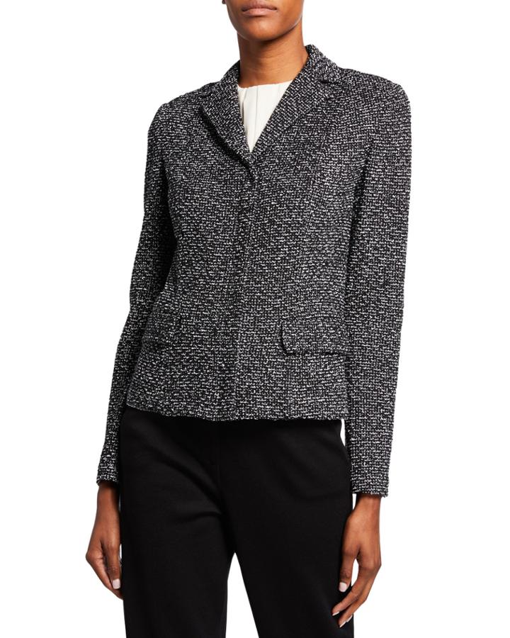 Textured Boucle Tweed Jacket With Flap Pockets