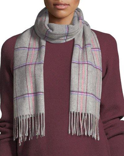 Cashmere Waterweave Track Plaid Fringe
