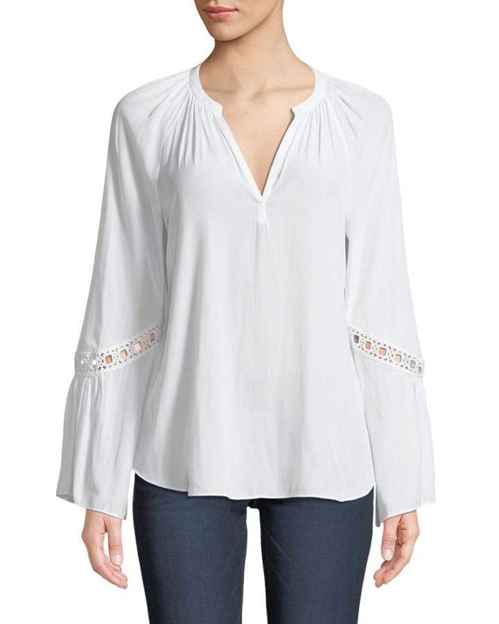 Harley Split-neck Bell-sleeve Blouse