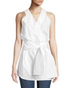 Sleeveless Cotton Poplin Kimono Top