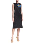 Sleeveless Midi Dress With Striped Neckline