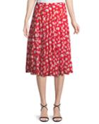 Floral-print Pleated A-line