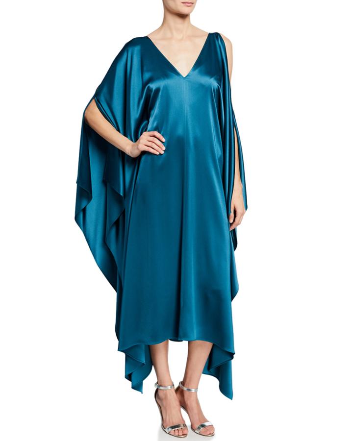 Liquid Satin Drape Asymmetric Dress