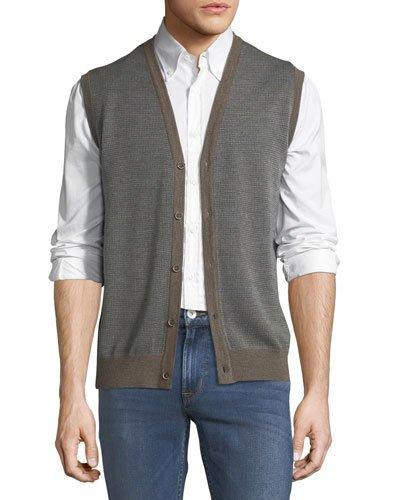 Mini Birdseye-knit Button-front Vest