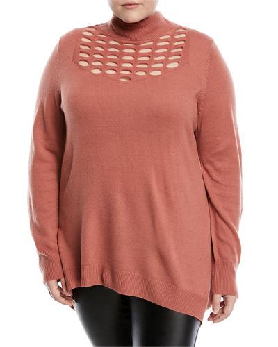 Cage-yoke Mock-neck Sweater,