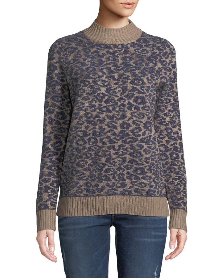 Mock-neck Leopard Chenille