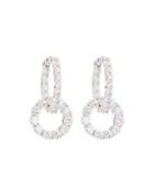 18k Double Small Circle Diamond Hoop Earrings