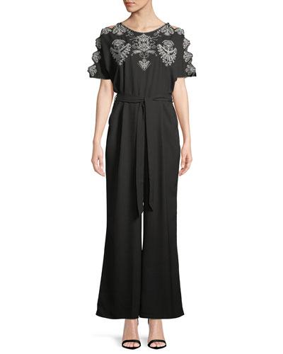 Embroidered Ladder-sleeve Wide