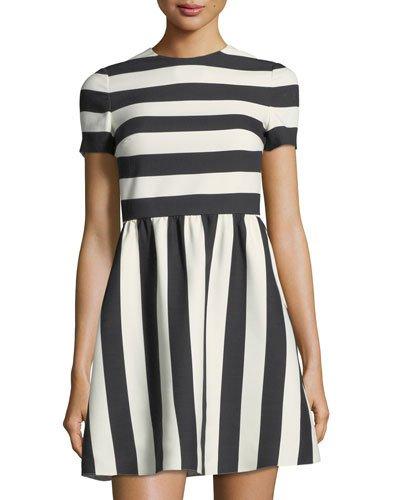 Multidirectional Stripe Fit-&-flare Dress