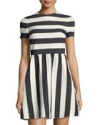 Multidirectional Stripe Fit-&-flare Dress