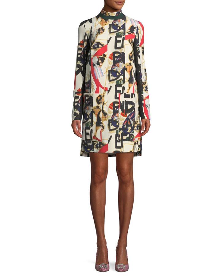Zoya High-neck Graffiti-print Dress