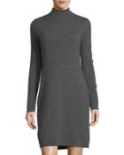 Cashmere Basic Turtleneck Dress, Gray
