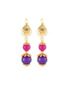 Linear Fuchsia & Purple Drop Earrings