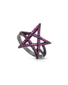 Cubic Zirconia Cutout Star Ring, Black/pink,