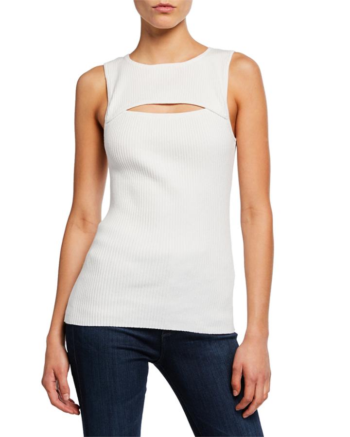 Thyme Ribbed Cutout Chest Sleeveless