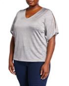 Plus Size Ladder Bead Short-sleeve Top