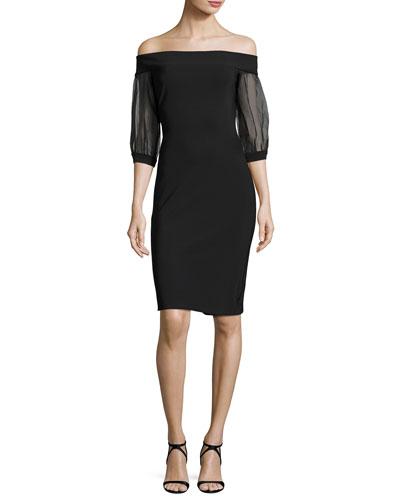 Elke Off-the-shoulder Cocktail Dress, Black
