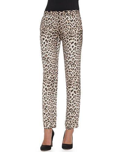 Silk Leopard-print Trousers