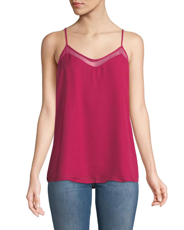 Mesh-trimmed Cami Blouse