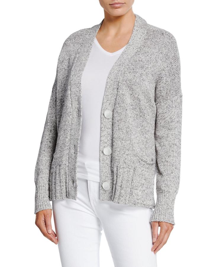 Elbow-patch Rolled-hem Cardigan