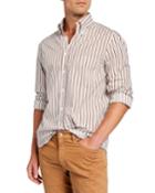Men's Poplin Vertical-stripe French-collar