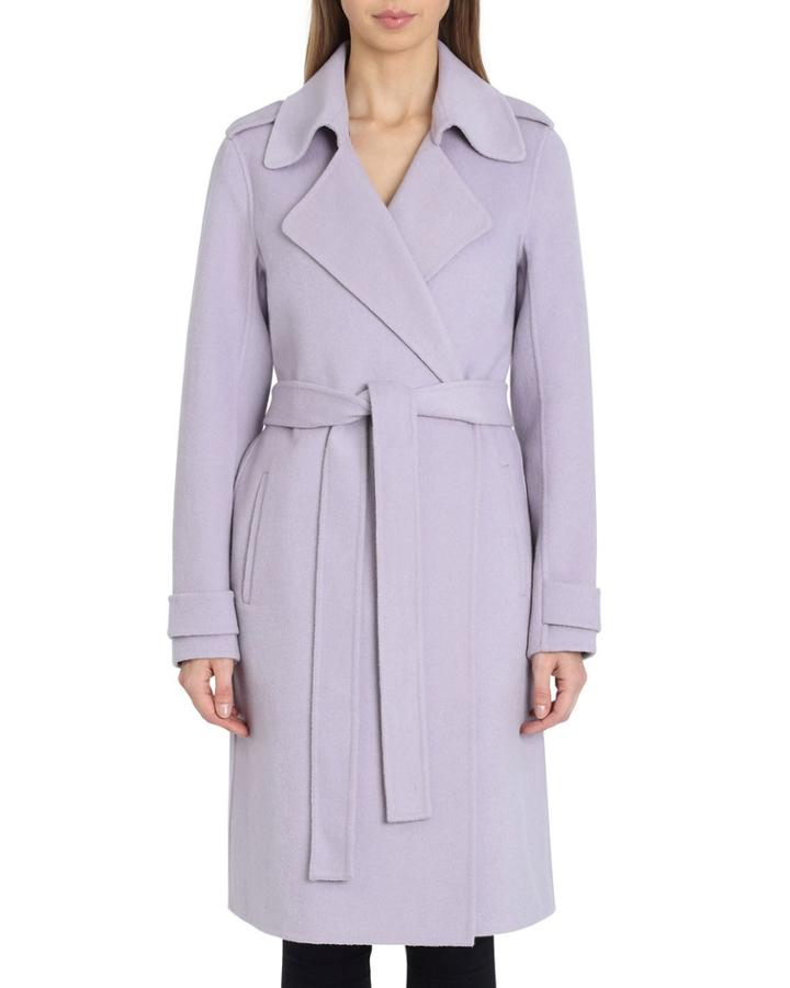 Double-face Wool Knee-length Wrap Coat