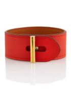 Estate Turn-lock Leather Bracelet, Orange