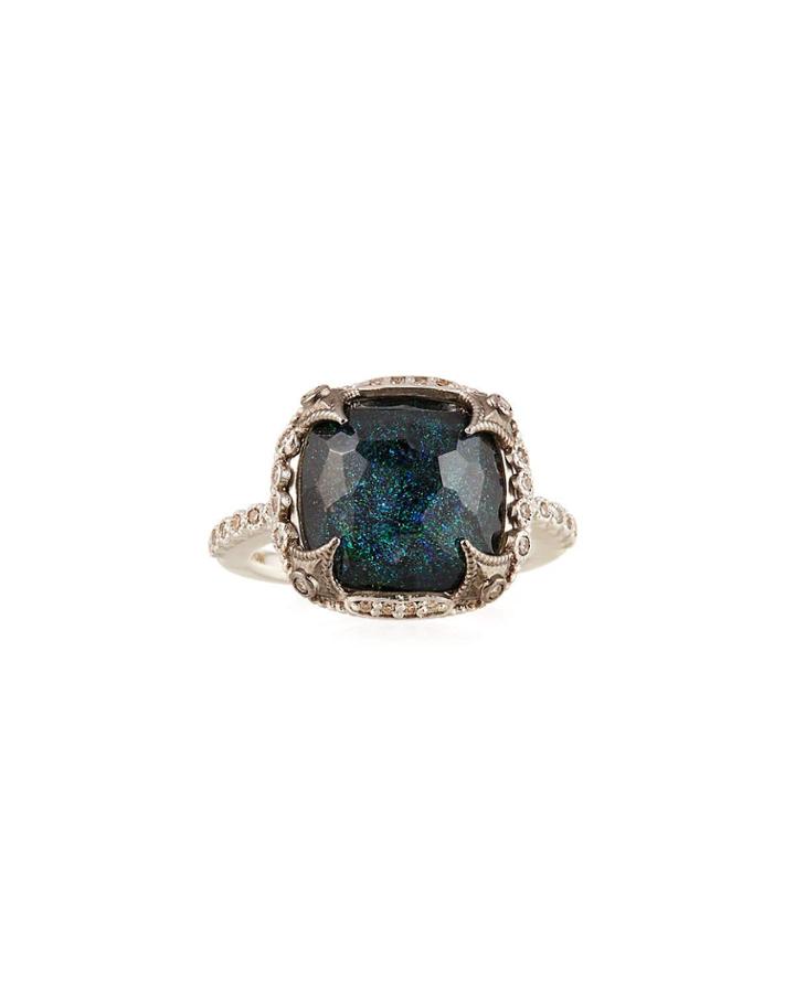New World Black Doublet Ring W/ Crivelli Diamonds,