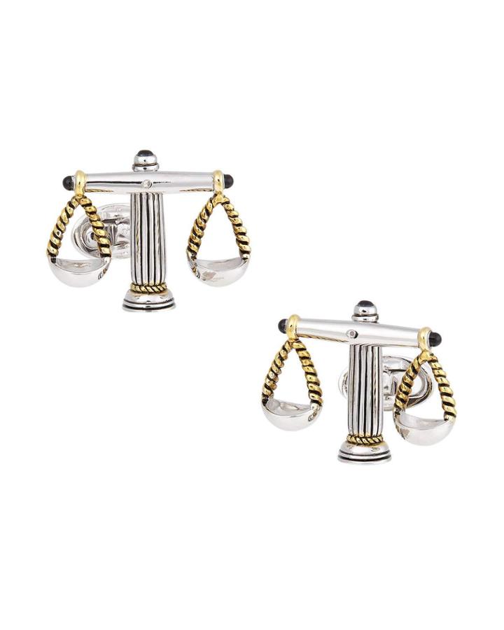 Scales Of Justice Sterling Silver Cufflinks W/ 25k Gold Vermeil