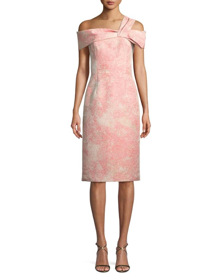 Off-one-shoulder Jacquard Cocktail Dress