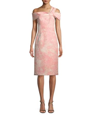 Off-one-shoulder Jacquard Cocktail Dress