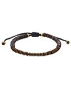 Mach Speed Men's Disk-bead Pull-cord Bracelet, Brown