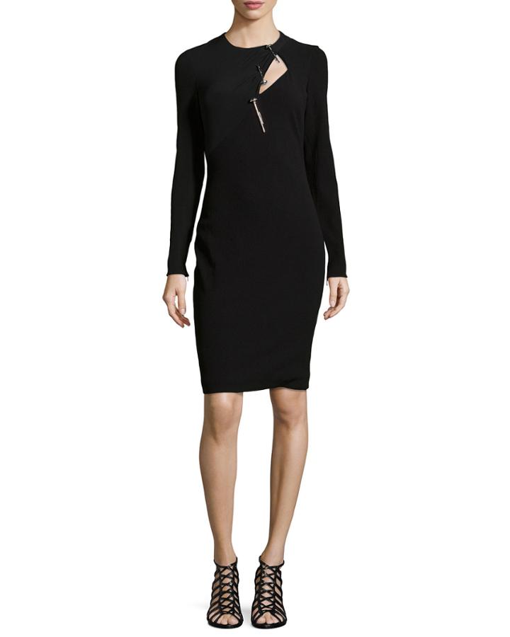 Versace Long-sleeve Wool-blend Sheath, Women's, Size: