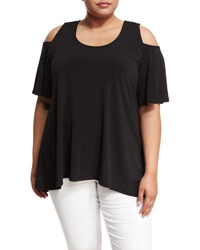 Scoop-neck Cold-shoulder Swing Top,