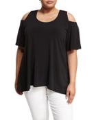 Scoop-neck Cold-shoulder Swing Top,