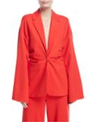 Plunging Bell-sleeve Torqued Interlock Jersey Jacket