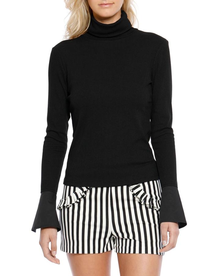 Grayson Flare-cuff Turtleneck Top
