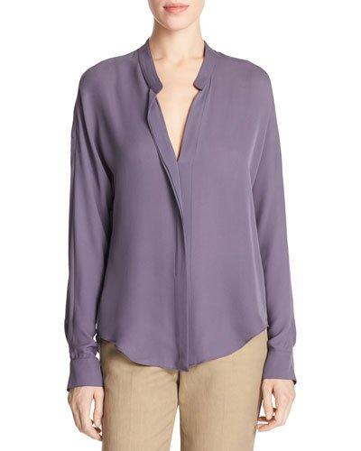Banded-collar Concealed-placket