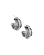 Micro-cable & Diamond Pave Hoop Earrings, Gray