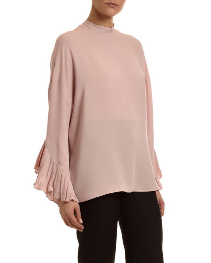 Plisse Georgette Crinkles Cuff Blouse