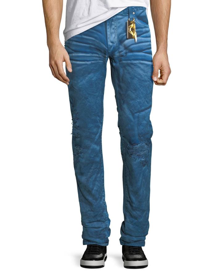 Distressed Denim Slim-straight Jeans