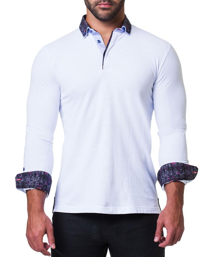 Men's Newton White Breakthrough Long-sleeve Polo