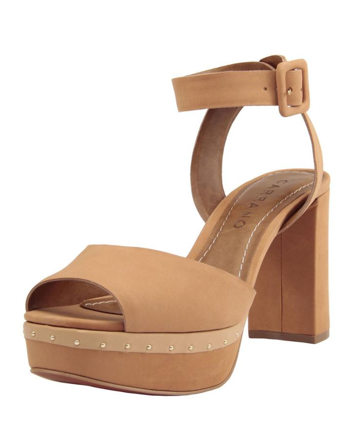 Cira Nubuck Leather Platform Sandals, Chamois