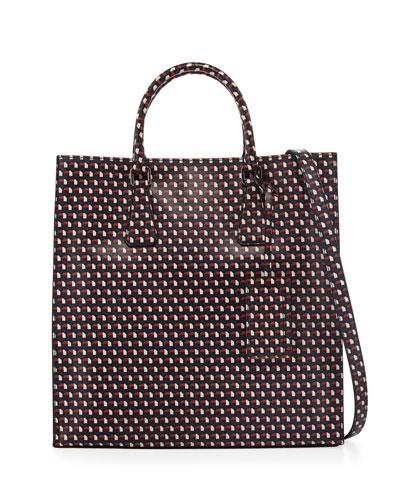 Polka-dot Print Leather Tote Bag