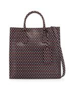 Polka-dot Print Leather Tote Bag
