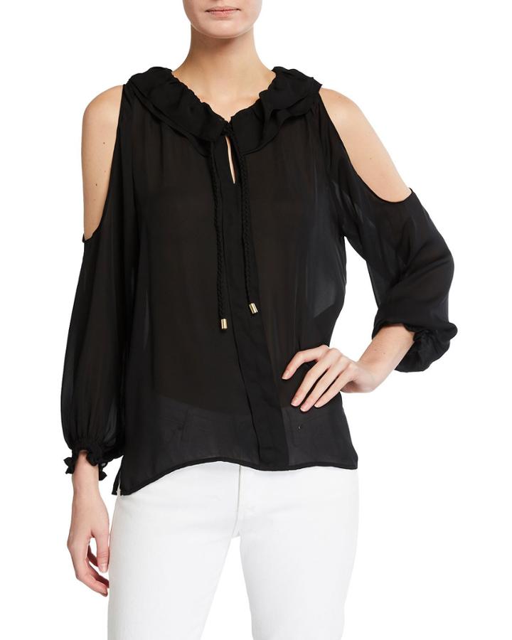 Cold-shoulder Ruffled Dress