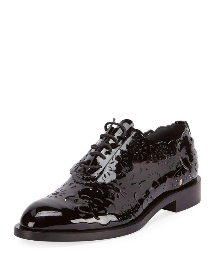 Laser-cut Lace-up Derby Oxford, Black