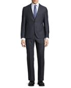 John Check-print Two-piece Suit, Dark Blue