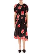 Floral Puff-sleeve A-line Dress
